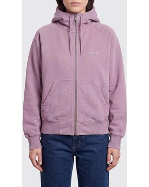 Carhartt Abstract Print Cotton Zip-Up Hoodie With Pouch Pockets - Purple