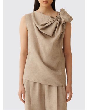 Fabiana Filippi Linen Top With Bow - Natural