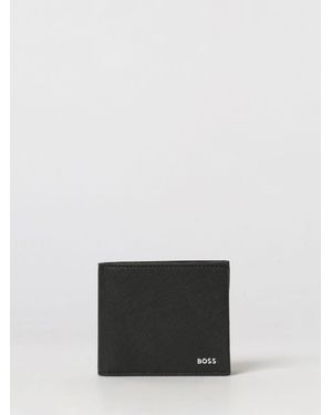 BOSS Saffiano Leather Horizontal Wallet With Coin Pocket And Logo - White