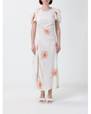 Mar De Margaritas Floral Print Viscose Midi Dress - White