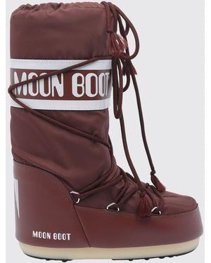 Moon Boot Flat Ankle Boots - Red