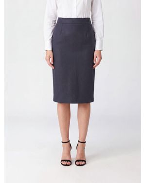 MM6 by Maison Margiela Jupe Crayon Midi En Mélange De Laine Avec Fente Arrière - Bleu