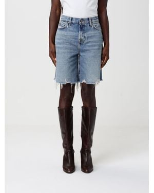 7 For All Mankind Cotton Denim Shorts - Blue