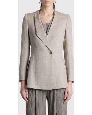 Giorgio Armani Double-Breasted Linen Blazer - Grey