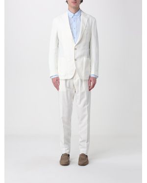 Eleventy Single-Breasted Linen Blend Suit - White