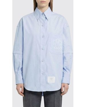 Thom Browne Cotton Shirt With Logo - Blue