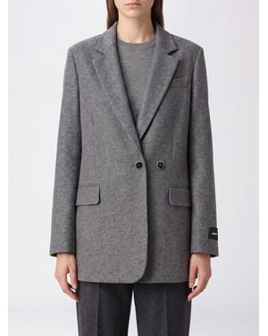 Pinko Double-Breasted Wool Blend Blazer With Classic Lapels - Gray