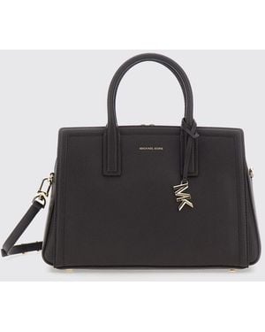 Michael Kors Laila Grained Leather Handbag With Double Handle And Strap - Black