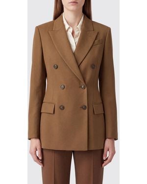 Brunello Cucinelli Blazer De Doble Botonadura De Mezcla De Lana Con Corte Slim - Marrón
