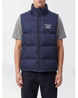 Drole de Monsieur Quilted Nylon High-Neck Gilet With Contrast Logo - Blue