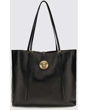 Versace Large Lambskin Leather Tote Bag With Medusa Logo - Black