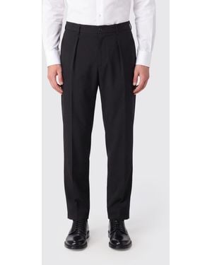 Giorgio Armani Pleated Virgin Wool Chino Pants - Blue