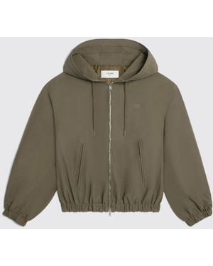 Celine Cotton Blend Hooded Bomber Jacket - Green