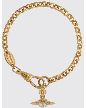 Vivienne Westwood Nana Orb Brass Bracelet With Set Rhinestones - Metallic