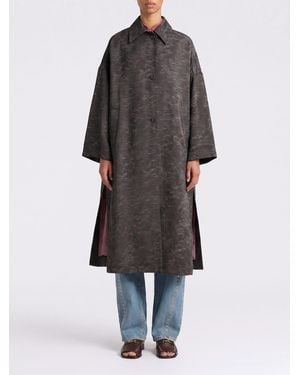 Momoní Momon&Igrave Abrigo Oversize De Viscosa Jacquard - Gris