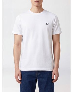 Fred Perry Slim Fit Cotton Crew Neck T-Shirt With Embroidered Logo - White