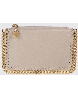 Stella McCartney Falabella Flat Card Holder With Zipped Coin Pocket - Natural