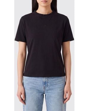 Repetto Short-Sleeved Stretch Cotton T-Shirt With Ruffled Collar - Black
