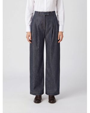 Brunello Cucinelli Pleated Wide-Leg Pants - Blue