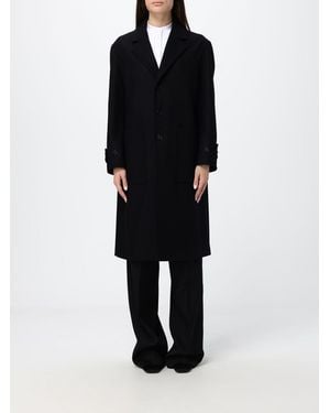 Barena Single-Breasted Knee-Length Cashmere Coat With Classic Lapels - Black