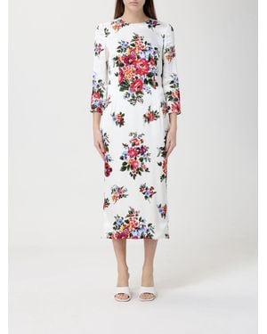 Dolce & Gabbana Dolce &Amp Gabbana Floral Print Crepe Midi Dress - White