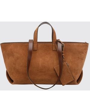 A.P.C. Le Drummer Large Suede Tote Bag With Four Handles - Brown