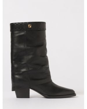 Fendi Ff Leather Boot - Black