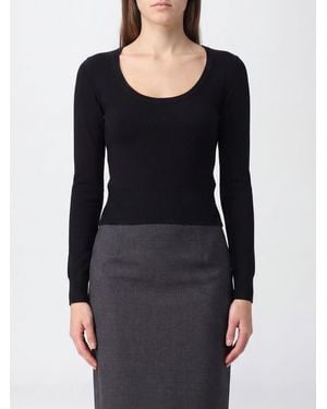 Moschino Slim Fit Pullover Aus Viskosemischung Mit U-Ausschnitt Und Rippbündchen - Schwarz