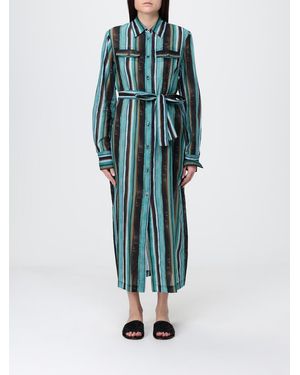 Pinko Striped Cotton Muslin Chemisier Dress - Blue