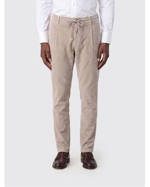 Eleventy Slim Fit Corduroy Trousers With Drawstring Waist And Pleats - Natural