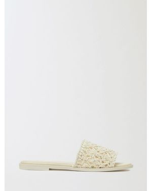Fabiana Filippi Macramé Cotton Sliders With Embroidered Sequins - Natural