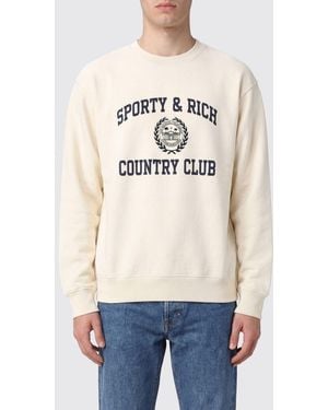 Sporty & Rich Sporty &Amp Rich Relaxed Fit Contrast Logo Cotton Jumper - Natural