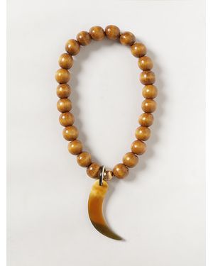 ALLUJEWELS Choker-Halskette Aus Holz Und Harz Mit Charms Und Magnetverschluss - Weiß