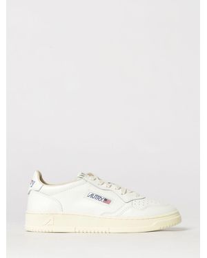 Autry Medalist Low Two-Tone Calfskin And Suede Trainers - Natural