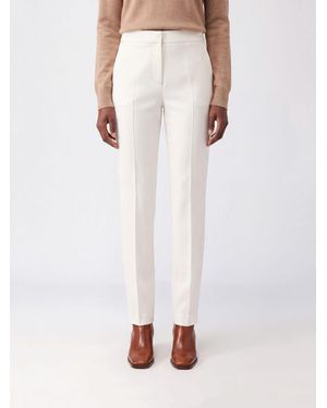 Max Mara Acino Mid-Rise Slim Fit Skinny Wool Trousers - White