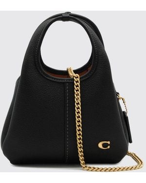 COACH Lana Grained Leather Mini Handbag With Monogram And Shoulder Strap - Black