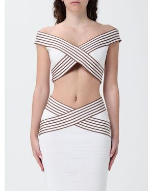 Elisabetta Franchi Cropped Fit Jersey Top - White