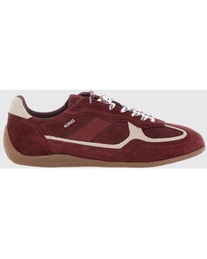 Alohas Two-Tone Leather And Suede Sneakers With Printed Logo - Red