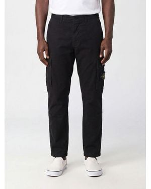 Stone Island Cotton Cargo Trousers - Black