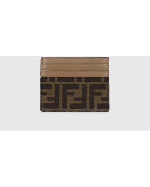 Fendi Baguette Leather And Ff Jacquard Fabric Card Holder - Multicolour