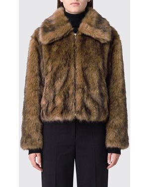 Michael Kors Abstract Pattern Faux Fur Jacket - Brown
