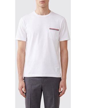 Thom Browne 4-Bar Cotton T-Shirt With Patch Pocket - White
