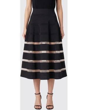 Balmain Striped Viscose Blend Skirt - Black