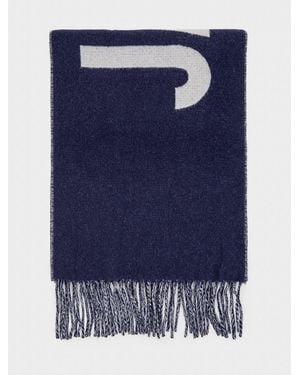 Jacquemus Cotton Scarf With Contrasting Jacquard Logo And Fringed Edges - Blue