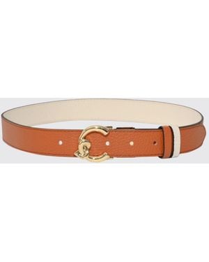 Coccinelle C-Me Reversible Hammered Leather Belt - Natural
