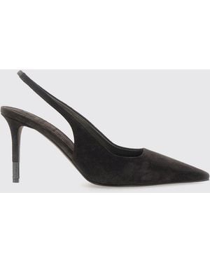 Brunello Cucinelli Suede Slingback Court Shoes With Monili And Stiletto Heel - Brown