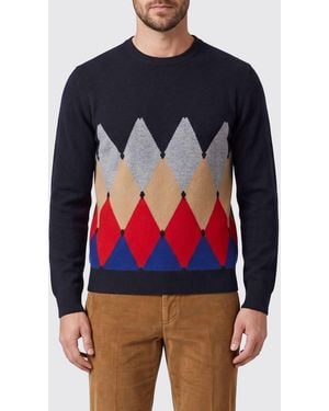 Ballantyne Diamond Pattern Pure Cashmere Crewneck Sweater - Blue