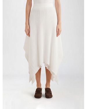 JW Anderson High-Waisted Asymmetrical Knit Midi Skirt - White