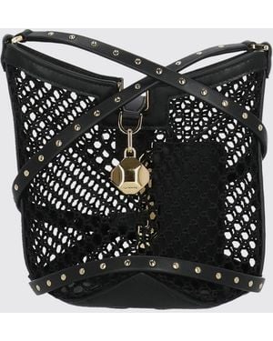 Lanvin Mesh Cotton And Leather Bag With Studs - Black