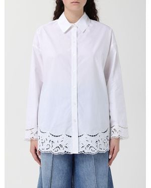 Twinset Cotton Shirt With Macramé Hem - White